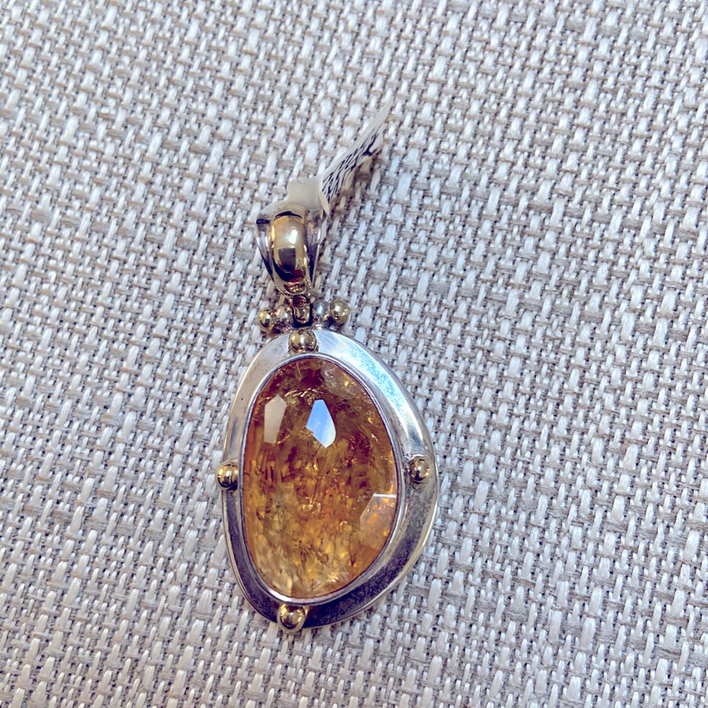 Sterling and gold plate citrine pendant